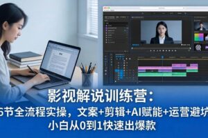 （18053期）影视解说特训营：46节全流程实操，文案+剪辑+AI赋能+运营避坑，小白从0到1快速出爆款